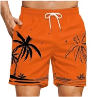 Traje de Baño Deportivo para Hombre, Cintura Media, con Bolsillos, Diseño Hawaiano 3D Personalizado, Cierre Elástico en la Cintura con Logos