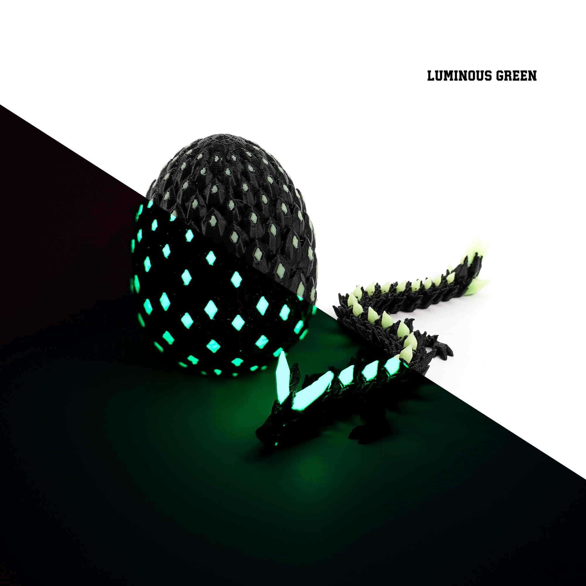Green glow-in-the-dark dragon