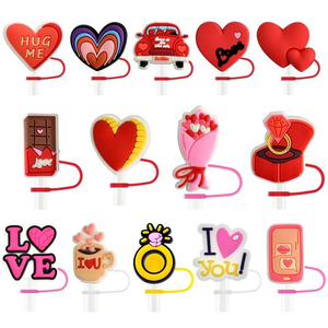 Aceptar personalizar 8mm 10mm rojo rosa suave silicona paja Topper 10mm fruta fresa verano paja Toppers almacén de EE. UU. - Product Image 4