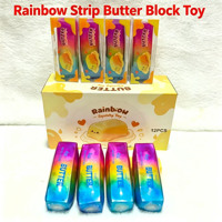 Jouet anti-stress en forme de bâton de beurre, bloc de pâte craquante, jouet moelleux, arc-en-ciel marbré, extensible, pour enfants et adultes