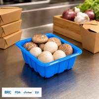 Voedselveilige PET champignonbak, op maat gemaakte wegwerpverpakking voor producten, geribbelde wanden, hitteverzegeling, diepvriesbestendige diepe fruitbak