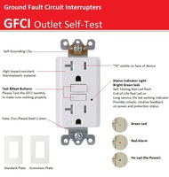 20 Amper GFCI Priz 5-20R GFI Çift Priz TR ve WR Kendinden Testli Toprak Kaçağı Devre Kesicileri Duvar Plakası ile UL Onaylı