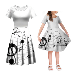 Bán Buôn Tùy Chỉnh Của Phụ Nữ Ăn Mặc O-Cổ Âm Nhạc Ghi Chú In Loose Mẹ Và Con Gái Bên Gia Đình Cha-Con Trang Phục Dropship - Product Image 2