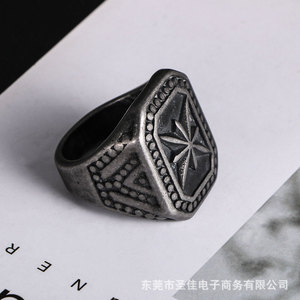 Men's <b>Titanium</b> Steel <b>Ring</b> Star Pattern Punk Style Gift Jewelry SA1035 - Product Image 3