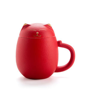 Taza de cerámica de lujo con tapa para gato, taza con cuchara para leche, café y té - Product Image 3