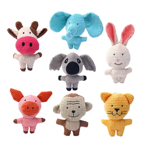 Giocattoli per Cani in Peluche Lavorato a Maglia - 6 Forme di Animali Carini con <span class=keywords><strong>Squeaker</strong></span> Incorporato, Giocattolo da Masticare per la Pulizia dei Denti per Cani Piccoli/Medi - Product Image 1