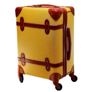 Custom Retro Style PU Leather PP Travel Luggage Sets Elegant Suitcase Bags