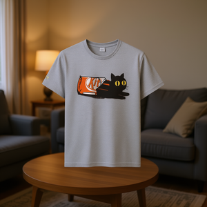 Camiseta Kit Cat de algodón gris, ropa informal unisex - Product Image 3