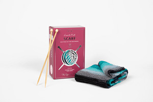 <b>Beginner</b> <b>Knitting</b> Project <b>Kit</b> With Nebula Design Scarf Pattern And Bamboo Needle Set Includes Video Tutorial And Wool Yarn - Product Image 3