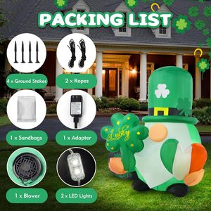 Gnome gonflable de 4 pieds pour la Saint-Patrick avec trèfle <span class=keywords><strong>et</strong></span> cœur, décorations lumineuses LED gonflables pour la cour, le porche <span class=keywords><strong>et</strong></span> la décoration de fête - Product Image 3