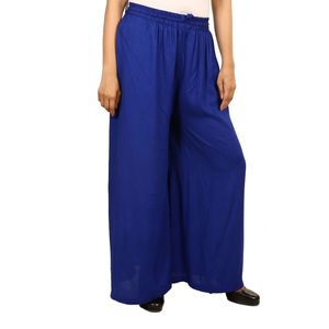 Compre Pantalones Palazzo Azules de Rayón Sólido, Talla Única, Estilo Flare, para Uso Diario Informal y Étnico, para Mujer, de Exportadores Indios - Product Image 1