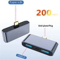 Adaptador OTG 3 en 1 tipo C fuente de alimentación PD Cable de carga rápida USB 3,0 divisor convertidor de disco U externo para teléfono móvil portátil