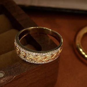 Xinfly Vintage Quality Engagement Wedding Anniversary 0.18ct Round Brilliant Cut Love Celtic Knot Band <b>Men</b> 18k Yellow Gold <b>Rings</b> - Product Image 1