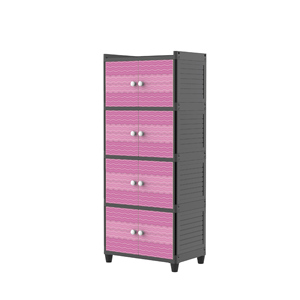 Armario de Almacenamiento de Plástico Multifuncional de 4 Niveles (Twinbox Fit), presenta una solución moderna y práctica para guardar ropa. - Product Image 4