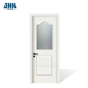Imprimación blanca lisa con vidrio templado WAVE TOP HALF LITE 1 PANEL Puerta Puertas interiores modernas de bajo precio puerta compuesta