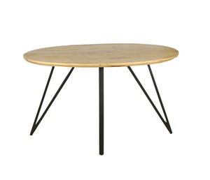 Table à manger ovale élégante en bois massif pour salle à manger, mobilier moderne, style nordique, finition naturelle, structure robuste - Product Image 1