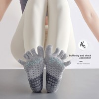Chaussettes de yoga pour femmes, nouveau style, sans talon, antidérapantes, à cinq doigts, en coton absorbant la transpiration, à rayures horizontales colorées