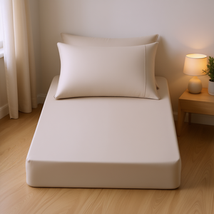VIANNEY HOME SHEETS Parure de draps en jersey doux couleur amande, double, 212x255 cm, drap-housse et drap plat, hypoallergénique, teint uni, literie pour la maison - Product Image 2