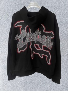 เสื้อคาร์ดิแกนมีฮู้ดสำหรับทุกเพศเสื้อแจ็กเก็ตคาร์ดิแกนพิมพ์ลายตัวอักษร XL เสื้อผ้าโอเวอร์ไซส์ผ้าคอตตอน100% ฤดูหนาว - Product Image 3