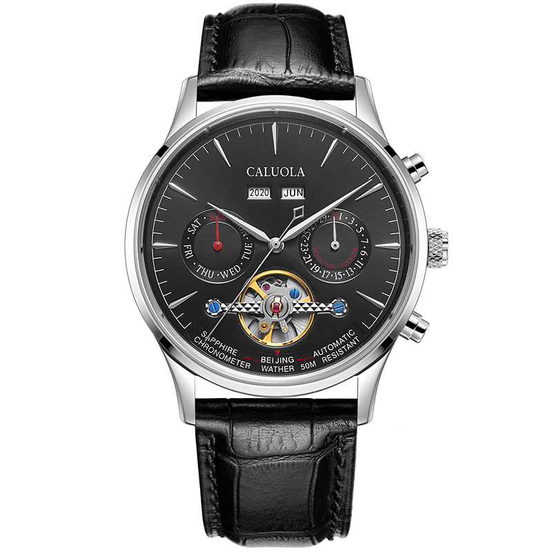 Black dial with leather strap