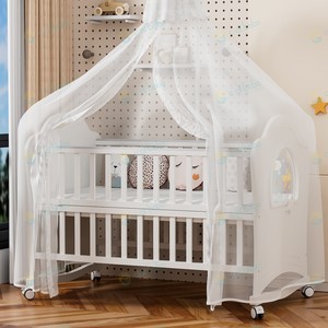 Cao-Chất Lượng Bằng Gỗ Bé Giường Cũi 3in 1 Đa Chức Năng Có Thể Điều Chỉnh Chiều Cao Giường Cũi Giường Với Sang Trọng Bộ Đồ Giường Cho Trẻ sơ sinh - Product Image 4