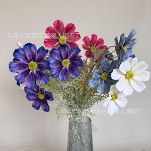 Fleurs artificielles Jinxi Cosmos bleues et violettes en soie floquée pour mariage, décoration intérieure, accessoires de photographie en extérieur - Product Image 3