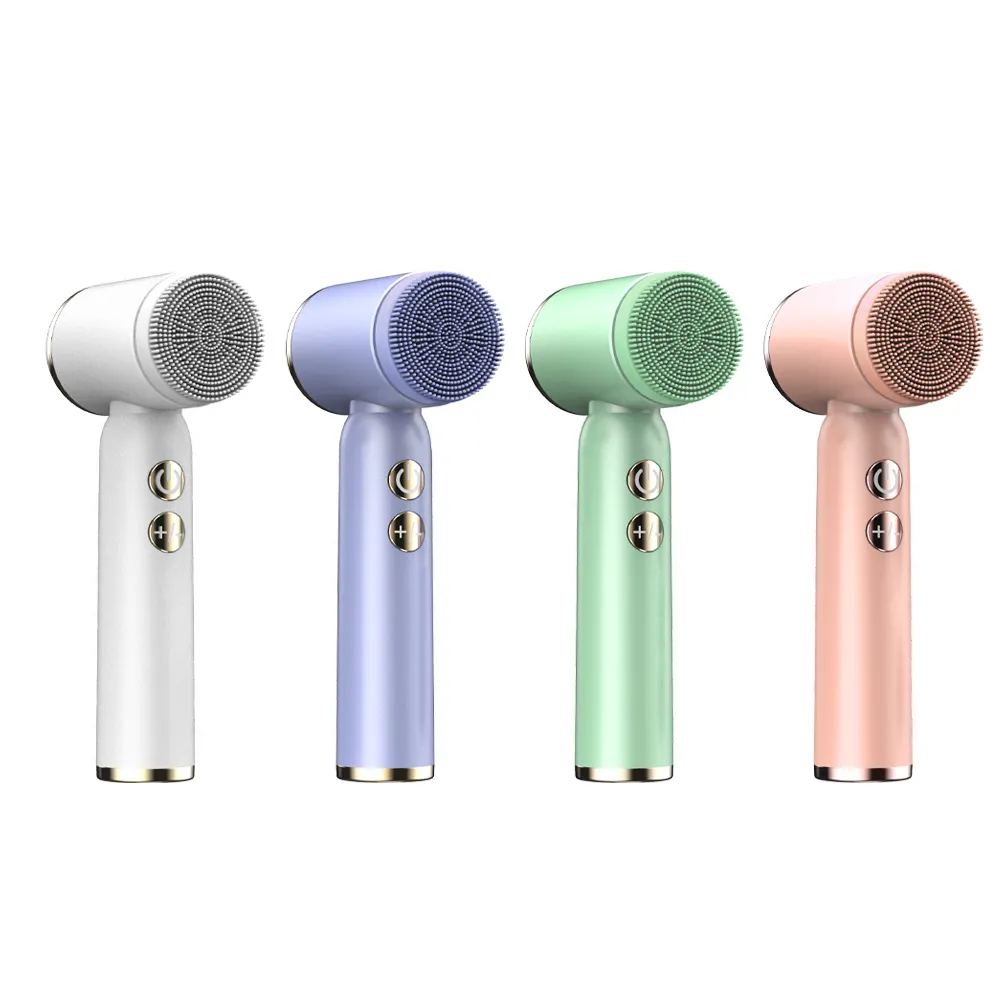 Electric LCD Display Screen Facial Scrub Brush Vibrating Silicon Face Massager Cleansing Brush Skin Clean Beauty Device