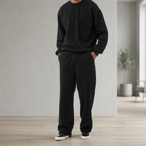 HAND MARICLES Survêtement d'hiver à capuche pour homme, 100% Coton épais, style Streetwear, Sweat-shirt et pantalon de jogging, Séchage rapide, Cordon de serrage - Product Image 2