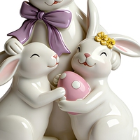 Image de Pâques Mère et Enfant, Étreinte Familiale Exquise et Chaleureuse, Peinture Artisanale Mignonne, Durable et Écologique