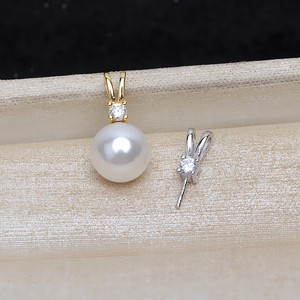 Accesorio de Joyería DIY de Plata S925, Colgante Pequeño en Forma de V con Perla, Jade, Ágata, Soporte Vacío para Perlas, para Accesorios para el Cabello - Product Image 1