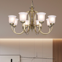 Luminaire suspendu rond en verre avec abat-jour en métal doré de style américain luxueux pour salon, salle à manger, maison, hôtel