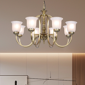 American <b>Light</b> Luxury Gold Metal Single Head Multi Head Glass Shade Pendant <b>Light</b> for Living Room <b>Dining</b> Room Home Hotel - Product Image 4
