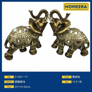 Art déco moderno elefante statuette 25x10x26cm resina ornamenti decorativi Per ufficio e soggiorno fornitura alla rinfusa 12 pezzi Per scatola - Product Image 1