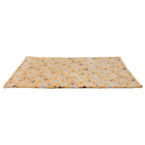 Couverture pour animaux de compagnie 75 x 50 cm beige avec empreintes de pattes brunes et bleues pour chiens et chats, couverture douce et confortable en polaire - Product Image 2