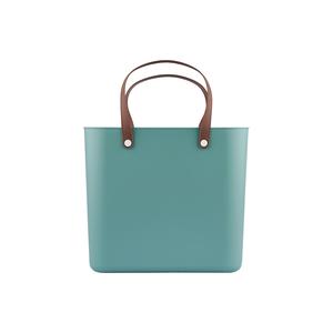 Bolsa de Mano Estilo Multibag Color Verde Azulado con Asas Marrones para Uso Promocional - Product Image 1