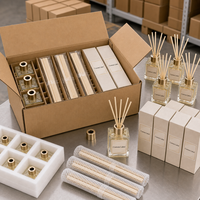 Ensemble diffuseur de parfum en verre personnalisé avec bâtonnets d'huiles essentielles sans plomb, capacité de 50 ml, pour la fragrance d'intérieur