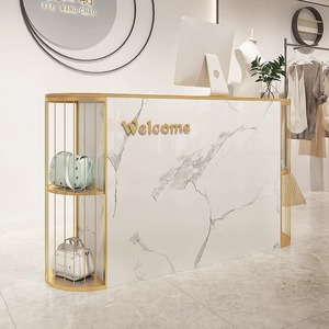 <span class=keywords><strong>Mostrador</strong></span> de Recepción Económico para Salón de Belleza con Caja Registradora, Mesa de Recepción Blanca para Oficina - Product Image 6