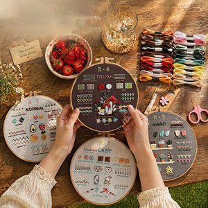 Kit <span class=keywords><strong>de</strong></span> Bordado <span class=keywords><strong>de</strong></span> Algodón DIY <span class=keywords><strong>de</strong></span> 4 Piezas para Principiantes Adultos, Práctica <span class=keywords><strong>de</strong></span> Más <span class=keywords><strong>de</strong></span> 30 Puntadas, Tema Floral, Muestras Estampadas para Coser a <span class=keywords><strong>Punto</strong></span> <span class=keywords><strong>de</strong></span> <span class=keywords><strong>Cruz</strong></span> - Product Image 4