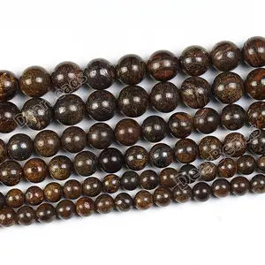 天然铜Bronzite松散宝石珠，棕色Bronzite珠用于珠宝制作4毫米6毫米8毫米10毫米12毫米