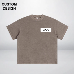 Camiseta de manga corta lavada Vintage antigua holgada <span class=keywords><strong>americana</strong></span> para <span class=keywords><strong>hombre</strong></span>, Camiseta de algodón puro de manga corta de Color sólido para <span class=keywords><strong>hombre</strong></span> - Product Image 1