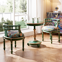 Ensemble de salon de luxe rétro français en bois massif, comprenant un canapé trois places, une chaise et une longue table, pour usage domestique, salon, balcon et loisirs