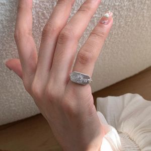 Bague étoile octogonale de protection en argent pur S925 de style antique chinois Wenchi, incrustation brossée, queue exquise, luxe - Product Image 2