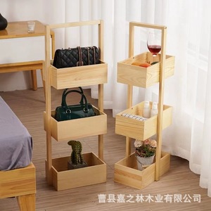 Solid Wood Storage Rack 3 Tier Standing Multipurpose Living Room <b>Bedroom</b> Organizer Display <b>Shelf</b> - Product Image 5