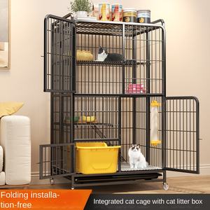 <span class=keywords><strong>Cage</strong></span> intérieure extra-large pour chat <span class=keywords><strong>avec</strong></span> toilette intégrée, motif uni, construction en acier écologique, fermeture à bouton pour petites races - Product Image 6