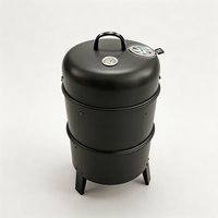 Barbecue vertical à eau à 2 niveaux, hauteur 79,5 cm, avec deux grilles chromées de 37,5 cm pour patio, jardin et grillades familiales