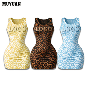 Mini Abito Aderente Senza Maniche con Stampa Leopardata Sexy per Donne, Estivo, Traspirante, di Alta Qualità in Cotone e Spandex, 2026 OEM Personalizzato - Product Image 1