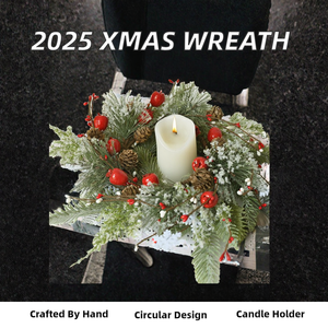 2025 New Shimmer Star Handmade Wooden Christmas <b>Wreath</b> Decorations Berry Pine Cone Pine Needle Accessories PVC Candle Holder - Product Image 2