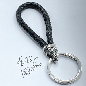 BXNK040 Fundición <span class=keywords><strong>de</strong></span> acero inoxidable Hombres Punk Gancho Final Trenza Cuerda <span class=keywords><strong>de</strong></span> cuero Llavero Cierre <span class=keywords><strong>de</strong></span> langosta - Product Image 6