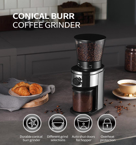 Moulin à café à meules coniques, fonctionnement mécanique, trémie à grains auto-étanche 300g, antistatique, 30 niveaux de mouture réglables - Product Image 2