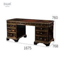 Bureau de direction EKAR Dynasty Heritage |   Bureau en laque noire de style anglais peint à la main |